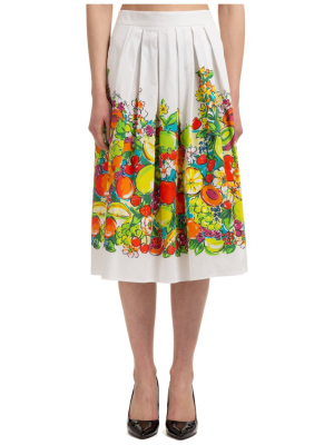 Boutique Moschino Fruit Print Pleated Skirt