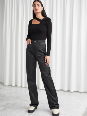 Shiny Wide High Waist Trousers