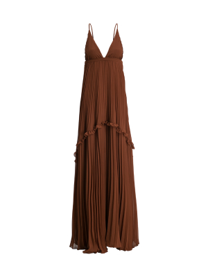 Cinque Terre Long Dress With Straps Bronze