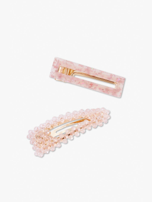 Faux Pearl & Resin Snap Clip Set