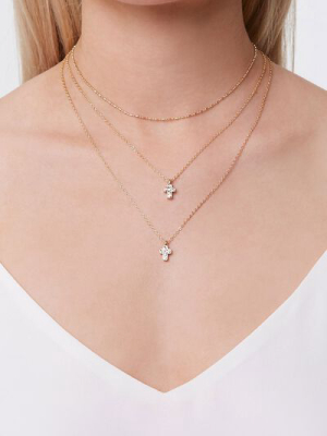 Cross Charm Layered Necklace