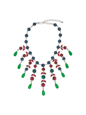 Sapphire, Ruby & Emerald Drop Necklace