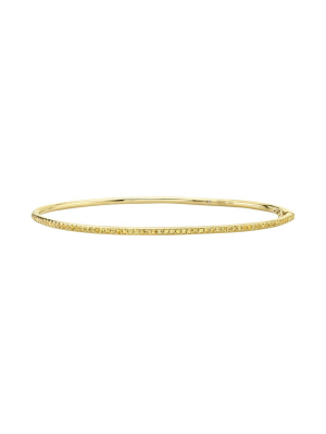 Single Row Half Yellow Sapphire Bangle - Yellow Gold