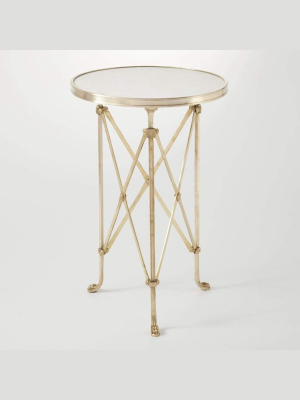 Global Views Directoire Table Brass With White Marble Top