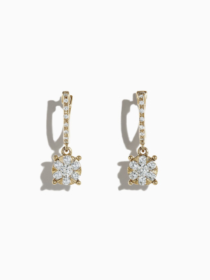 Effy Bouquet 14k Yellow Gold Diamond Cluster Earrings, 0.50 Tcw