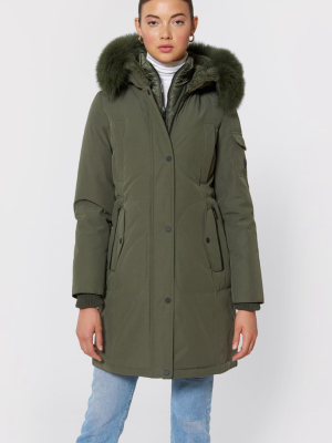 1 madison genuine outlet fox fur trimmed parka