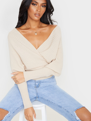 Stone Wrap Off The Shoulder Sweater