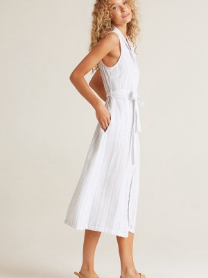 Bella Dahl Shortsleeve Midi Dress Sky Blue Stripe