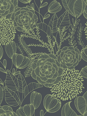 Alannah Botanical Wallpaper In Green From The Bluebell Collection By Brewster Home Fashions