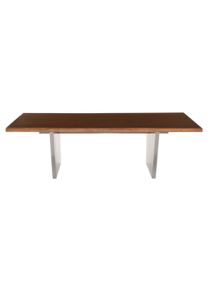 Aiden Dining Table In Brushed Stainless Steel & Seared Oak In Various Sizes