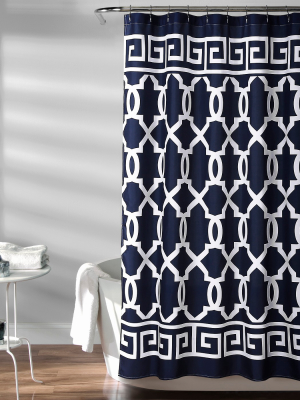 Maze Border Shower Curtain Navy - Lush Décor