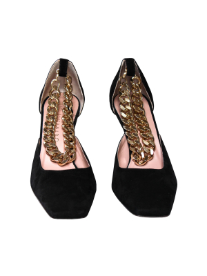 Bettina Chain Suede Pumps