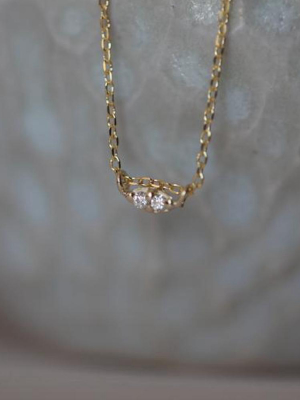Twin White Diamond 14k Gold Necklace