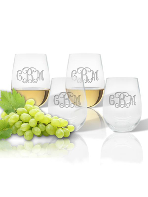 Stemless Etched Wine Tumblers
