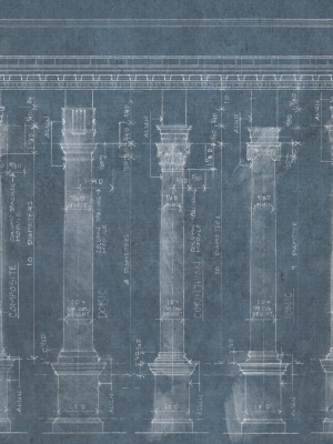 Colonnade Wallpaper In Blue From The Eclectic Collection By Mind The Gap