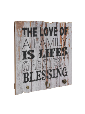 15.7" X 15.7" Rustic Wooden Love Of Family Wall Art Light Gray - Stonebriar Collection