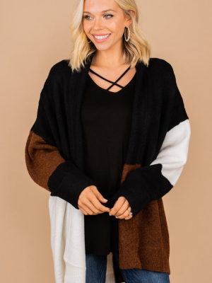 In Your Heart Black Colorblock Cardigan