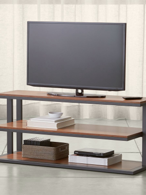 Pilsen 52" Graphite Media Console With Walnut Shelves