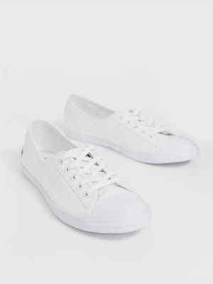 Lacoste Ziane Canvas Plimsoll Sneakers In White