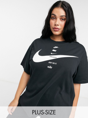 Nike Plus Swoosh Oversized T-shirt In Black