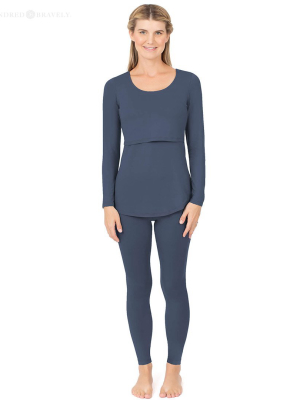 Jane Nursing Pajama Set | Slate Blue