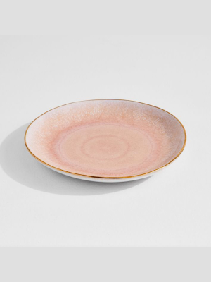 Reactive Glaze Salad Plates - Pink & Gold