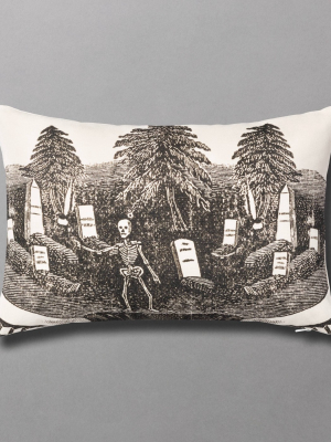 18" X 12" Rest In Peace Skeleton Graveyard Lumbar Throw Pillow - John Derian For Threshold™