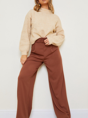 Chocolate Belted Wide Leg Pants