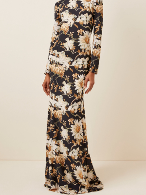 Floral-print Crepe Maxi Gown