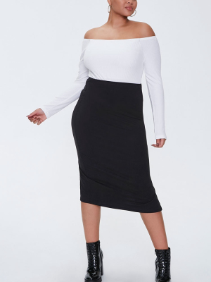 Plus Size Leg-slit Pencil Skirt