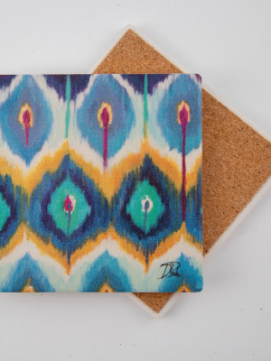 Thirstystone Peacock Ikat 4 Piece Occasions Coaster Set