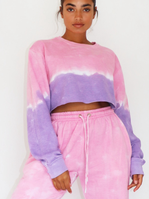 Petite Pink/purple Ombre Cropped Sweater