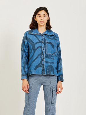 K-tiger Print Denim Shirt