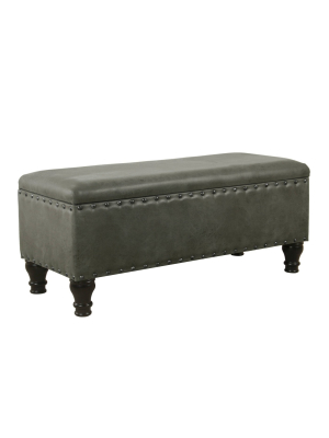 Large Storage Bench With Nailhead Trim Faux Leather - Homepop