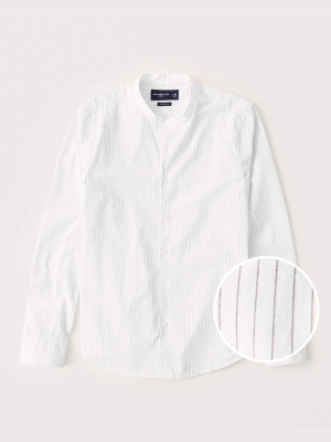 Super Slim Banded Collar Poplin Shirt