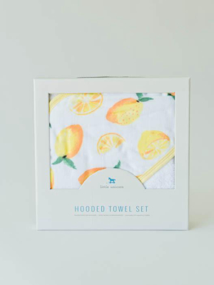 Infant Hooded Towel & Washcloth Set - Lemon