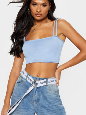 Baby Blue Jersey Double Strap Crop Top