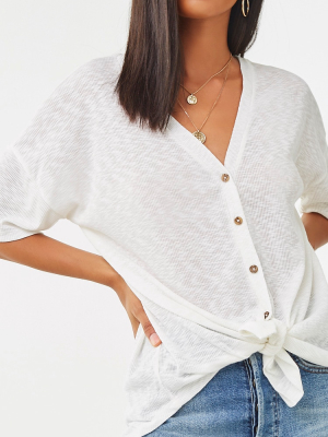 V-neck Button-front Top