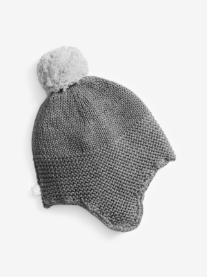 Charcoal Trapper Hat With Pom Pom