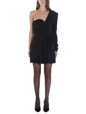 Saint Laurent Draped One Shouldered Mini Dress