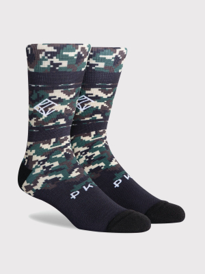 Pkwy By Dwyane Wade Men's Crew Socks - Camouflage Khaki/black L