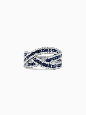 Effy Royale Bleu 14k White Gold Sapphire And Diamond Ring, 1.43 Tcw