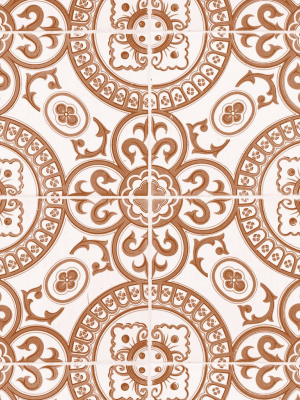 Heritage Tiles Wallpaper In Terracotta From The Kemra Collection By Milton & King