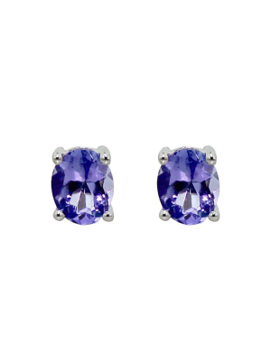 Effy 14k White Gold Oval Tanzanite Stud Earrings, 0.65 Tcw