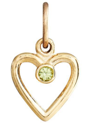 Birth Jewel Heart Charm With Peridot