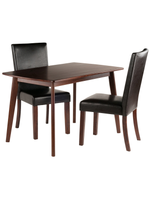 3pc Shaye Dining Table With Chairs Walnut - Winsome