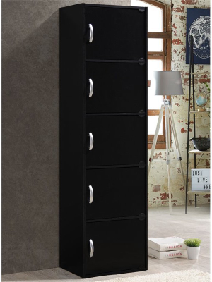 5 Shelf 5 Door Bookcase In Black - Pemberly Row