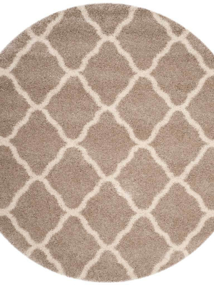 Hudson Shag Quatrefoil Beige/ivory Round Rug