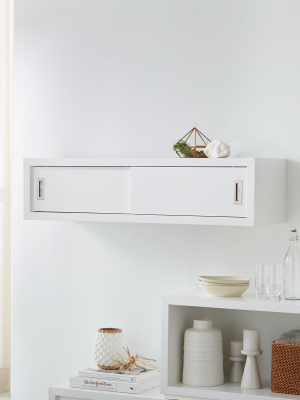 Aspect White 47.5" Floating Cube Shelf With Doors