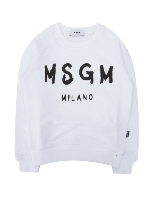 Msgm Kids Logo Print Crewneck Sweatshirt